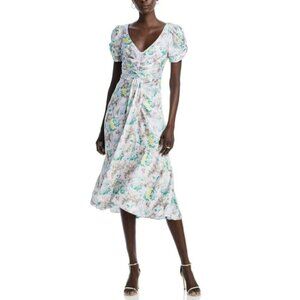 Cinq a Sept Walker Floral Midi Ruched Dress Size 10 NWT MSRP: $395